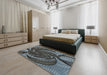 Patterned Silver Gray Novelty Rug in a Bedroom, pat1358