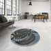 Round Machine Washable Transitional Silver Gray Rug in a Office, wshpat1358