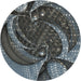 Sideview of Patterned Silver Gray Novelty Rug, pat1358