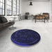 Round Patterned Night Blue Rug in a Office, pat1359blu