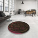 Round Patterned Black Brown Rug in a Office, pat1359brn