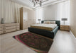 Patterned Black Brown Rug in a Bedroom, pat1359brn