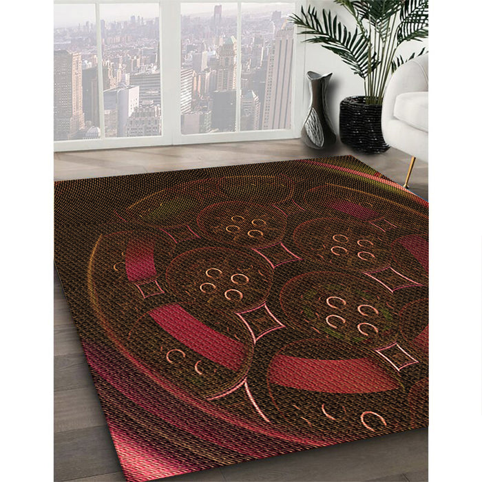 Machine Washable Transitional Red Brown Rug in a Family Room, wshpat1359org