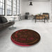 Round Patterned Red Brown Rug in a Office, pat1359org