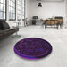 Round Patterned Deep Purple Rug in a Office, pat1359pur