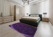 Patterned Deep Purple Rug in a Bedroom, pat1359pur