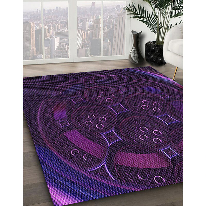 Machine Washable Transitional Deep Purple Rug in a Family Room, wshpat1359pur