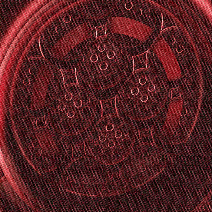 Round Patterned Saffron Red Rug, pat1359rd