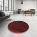 Round Patterned Saffron Red Rug in a Office, pat1359rd