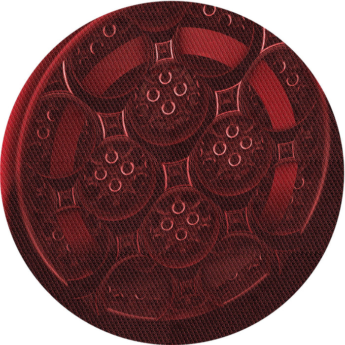 Square Patterned Saffron Red Rug, pat1359rd