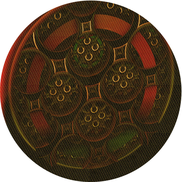 Square Patterned Dark Bronze Brown Rug, pat1359yw