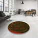 Round Patterned Dark Bronze Brown Rug in a Office, pat1359yw