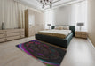 Machine Washable Transitional Midnight Gray Rug in a Bedroom, wshpat1359