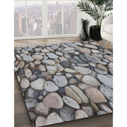 Patterned Silver Gray Novelty Rug in Family Room, pat135