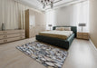 Machine Washable Transitional Silver Gray Rug in a Bedroom, wshpat135