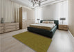 Patterned Dark Bronze Brown Rug in a Bedroom, pat136grn