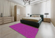 Round Machine Washable Transitional Fuchsia Magenta Purple Rug in a Office, wshpat136pur