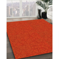 Patterned Scarlet Red Rug, pat136yw