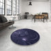 Round Patterned Deep Periwinkle Purple Rug in a Office, pat1360blu