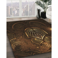 Patterned Saddle Brown Rug, pat1360brn