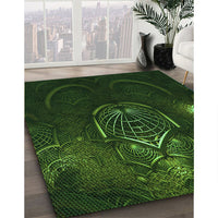 Patterned Black Rug, pat1360grn