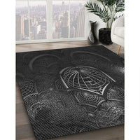 Patterned Midnight Gray Rug, pat1360gry