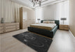 Patterned Midnight Gray Rug in a Bedroom, pat1360gry