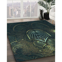 Patterned Midnight Gray Rug, pat1360lblu