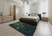 Patterned Midnight Gray Rug in a Bedroom, pat1360lblu