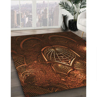 Patterned Mahogany Brown Rug, pat1360org