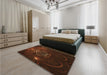 Patterned Mahogany Brown Rug in a Bedroom, pat1360org