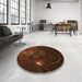 Round Patterned Mahogany Brown Rug in a Office, pat1360org