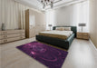 Patterned Dark Magenta Purple Rug in a Bedroom, pat1360pur