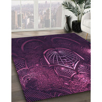 Patterned Dark Magenta Purple Rug, pat1360pur