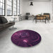 Round Patterned Dark Magenta Purple Rug in a Office, pat1360pur