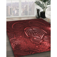 Patterned Fire Brick Red Rug, pat1360rd