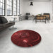 Round Patterned Fire Brick Red Rug in a Office, pat1360rd