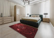 Patterned Fire Brick Red Rug in a Bedroom, pat1360rd