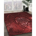 Patterned Fire Brick Red Rug in Family Room, pat1360rd