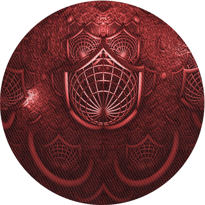Square Patterned Fire Brick Red Rug, pat1360rd