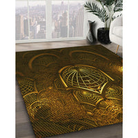 Patterned Dark Bronze Brown Rug, pat1360yw