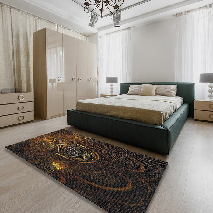 Machine Washable Transitional Brown Rug in a Bedroom, wshpat1360