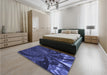 Patterned Royal Blue Rug in a Bedroom, pat1361blu