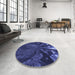 Round Patterned Royal Blue Rug in a Office, pat1361blu