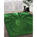 Patterned Deep Emerald Green Rug in Family Room, pat1361grn