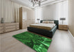 Patterned Deep Emerald Green Rug in a Bedroom, pat1361grn