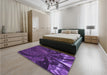 Patterned Jasmine Purple Rug in a Bedroom, pat1361pur