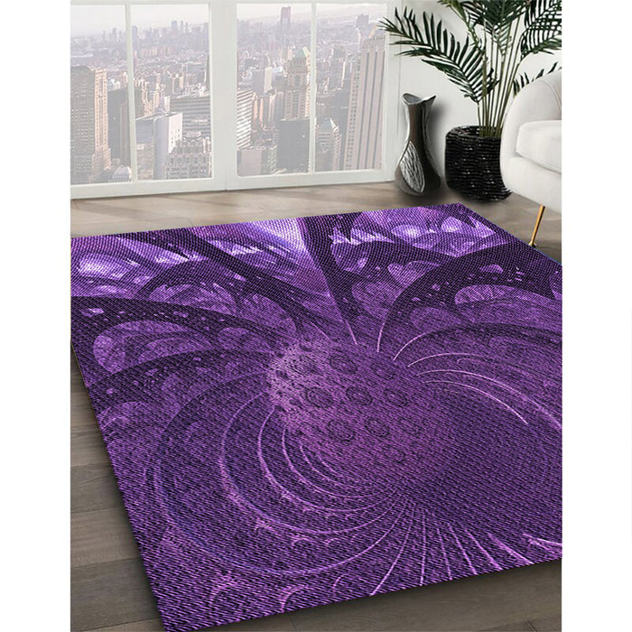 Patterned Jasmine Purple Rug in Family Room, pat1361pur
