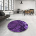 Round Patterned Jasmine Purple Rug in a Office, pat1361pur