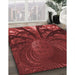 Patterned Crimson Red Rug in Family Room, pat1361rd